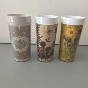 Thermo Serv Insulated Cups Tumblers Vintage Mix Shabby Chic, Flowers, Mushroom